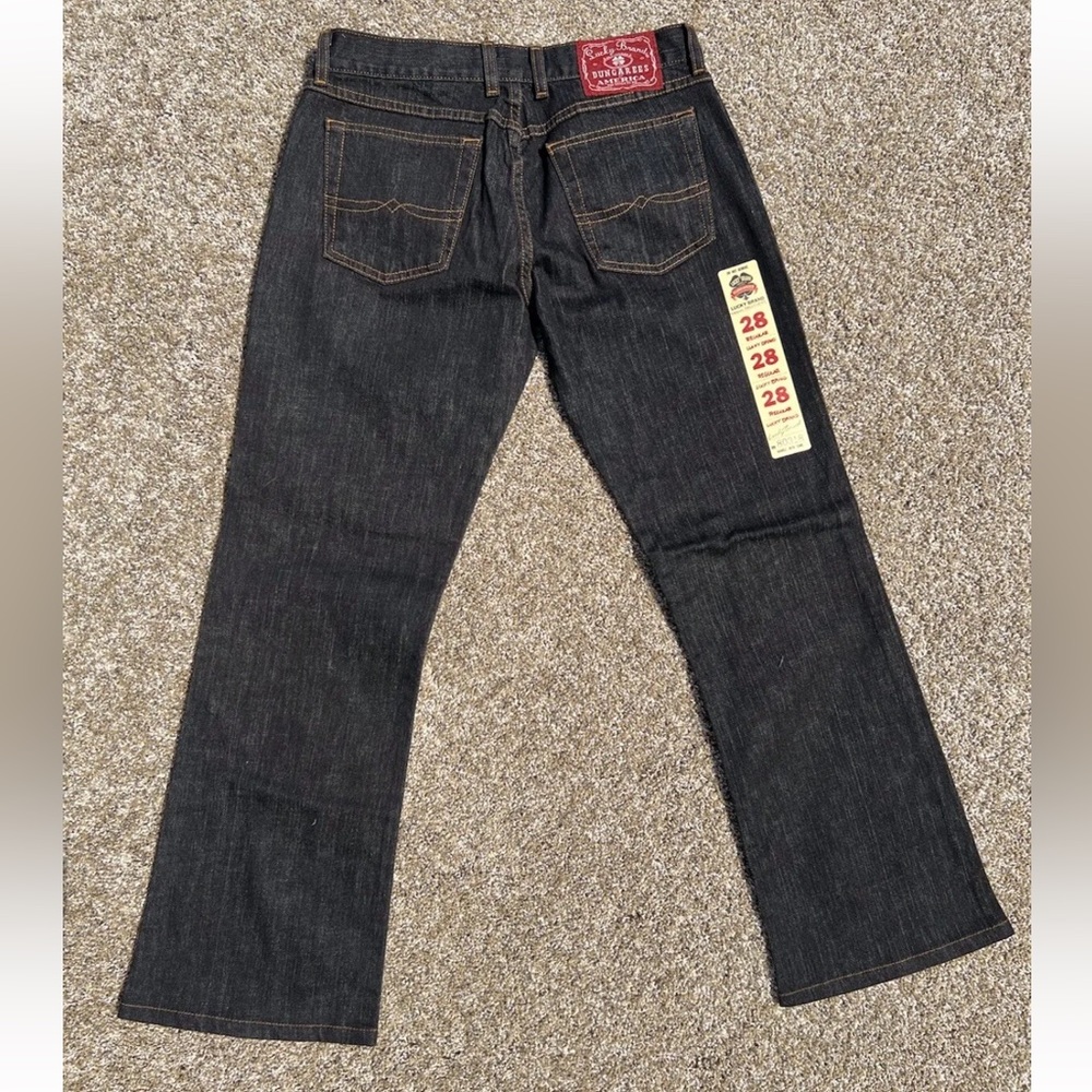 Lucky Brand Dungarees Mens Jeans Size 28x36 Black Straight Dark Denim F29AA10